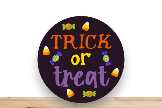 Halloween Wreath Sign, Trick Or Treat Round Metal Sign, Sign For Wreath, Desert Wreath Signs