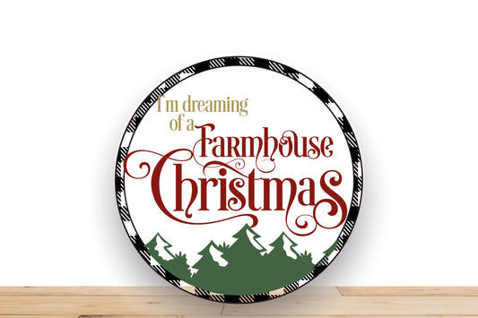 Christmas Wreath Sign, I’m Dreaming Of A Farmhouse Christmas Round Metal Sign, Sign For Wreath, Desert Wreath Signs