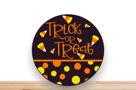 Halloween Wreath Sign, Trick Or Treat Round Metal Sign, Sign For Wreath, Desert Wreath Signs