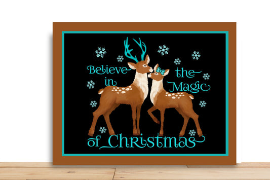 Christmas Wreath Sign, Believe In The Magic Of Christmas, Rectangle Metal Sign, Desert Wreath Signs