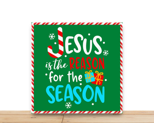 Christmas Wreath Sign, Jesus Is The Reason For The Season, Square Metal Sign, Sign For Wreath, Desert Wreath Signs