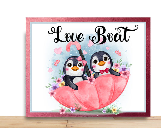 Valentines Wreath Sign, Penguin Love Boat Wreath Sign, Sign For Wreath, Desert Wreath Signs