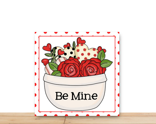 Valentine Wreath Sign, Be Mine Square Wreath Sign, Red Rose Wreath Sign, Desert Wreath Signs