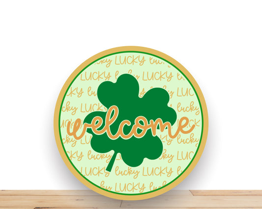 St Patrick’s Day Wreath Sign, Welcome Four Leaf Clover Wreath Sign, Round Wreath Sign, Desert Wreath Signs