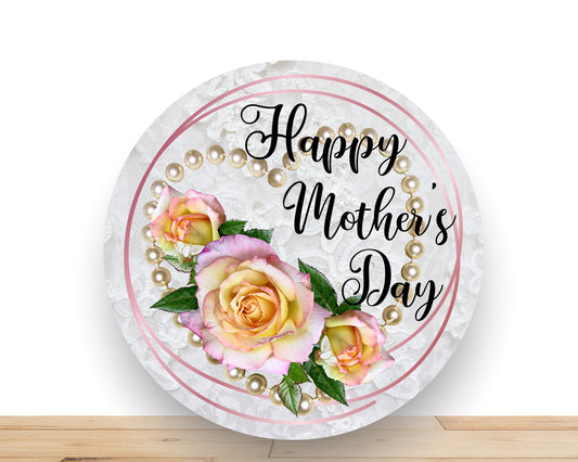 Mother’s Day Wreath Sign, Happy Mother’s Day Round Metal Sign, Sign For Wreath, Desert Wreath Signs