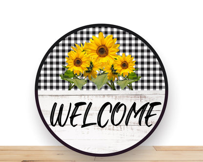 Sunflower Wreath Sign, Welcome Round Metal Wreath Sign, Sign For Wreath, Desert Wreath Signs