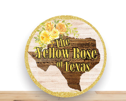 Yellow Rose Wreath Sign, Yellow Rose Of Texas Round Metal Sign, Sign For Wreath, Desert Wreath Signs