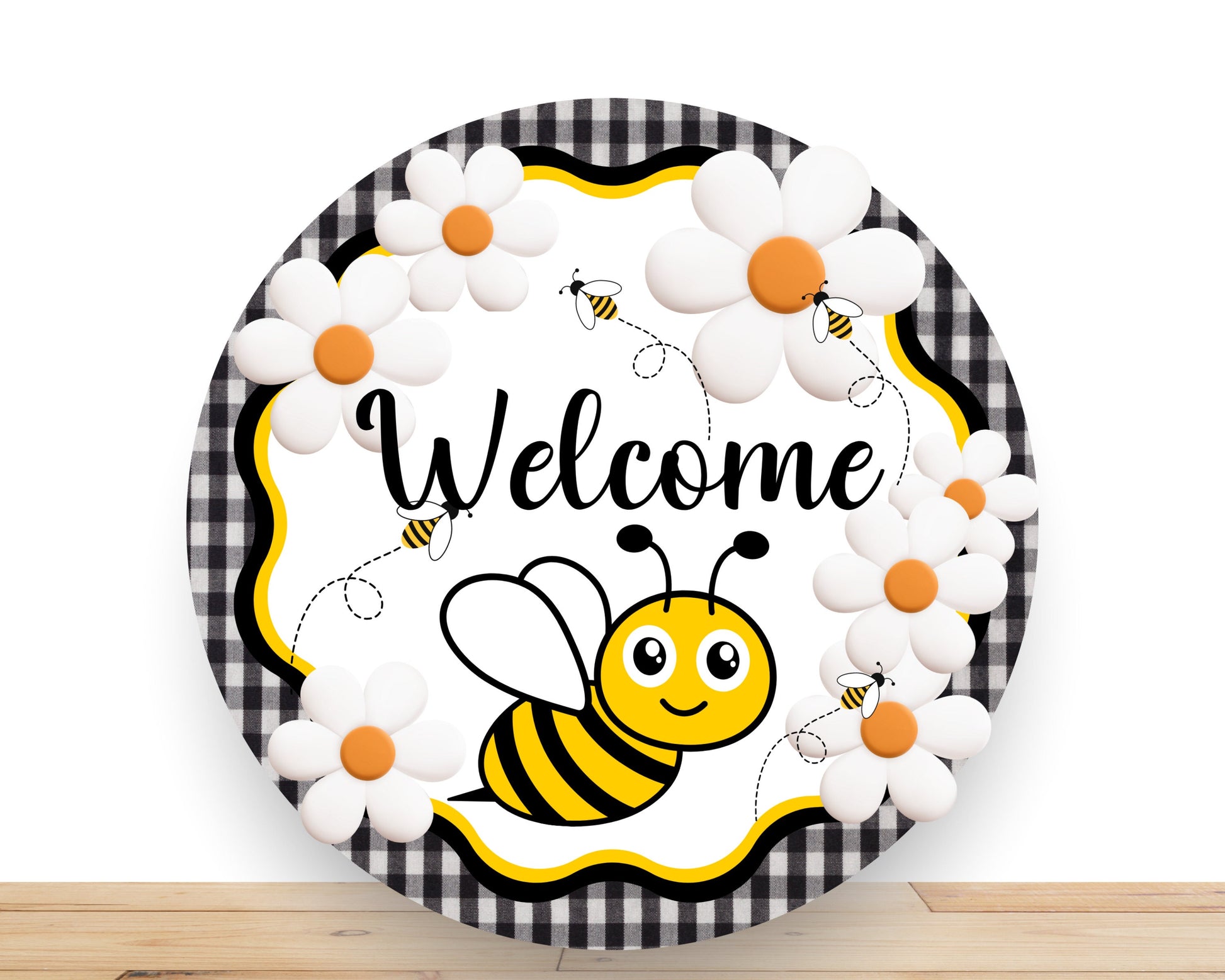 Bee Wreath Sign, Welcome Bee Round Metal Wreath Sign, Sign For Wreath, Desert Wreath Signs