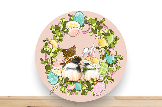 Easter Wreath Sign, Easter Chicks Round Metal Sign, Sign For Wreath, Desert Wreath Signs