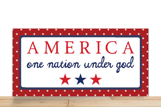 Patriotic Wreath Sign, America One Nation Under God Rectangle Metal Sign, Sign For Wreath, Desert Wreath Signs