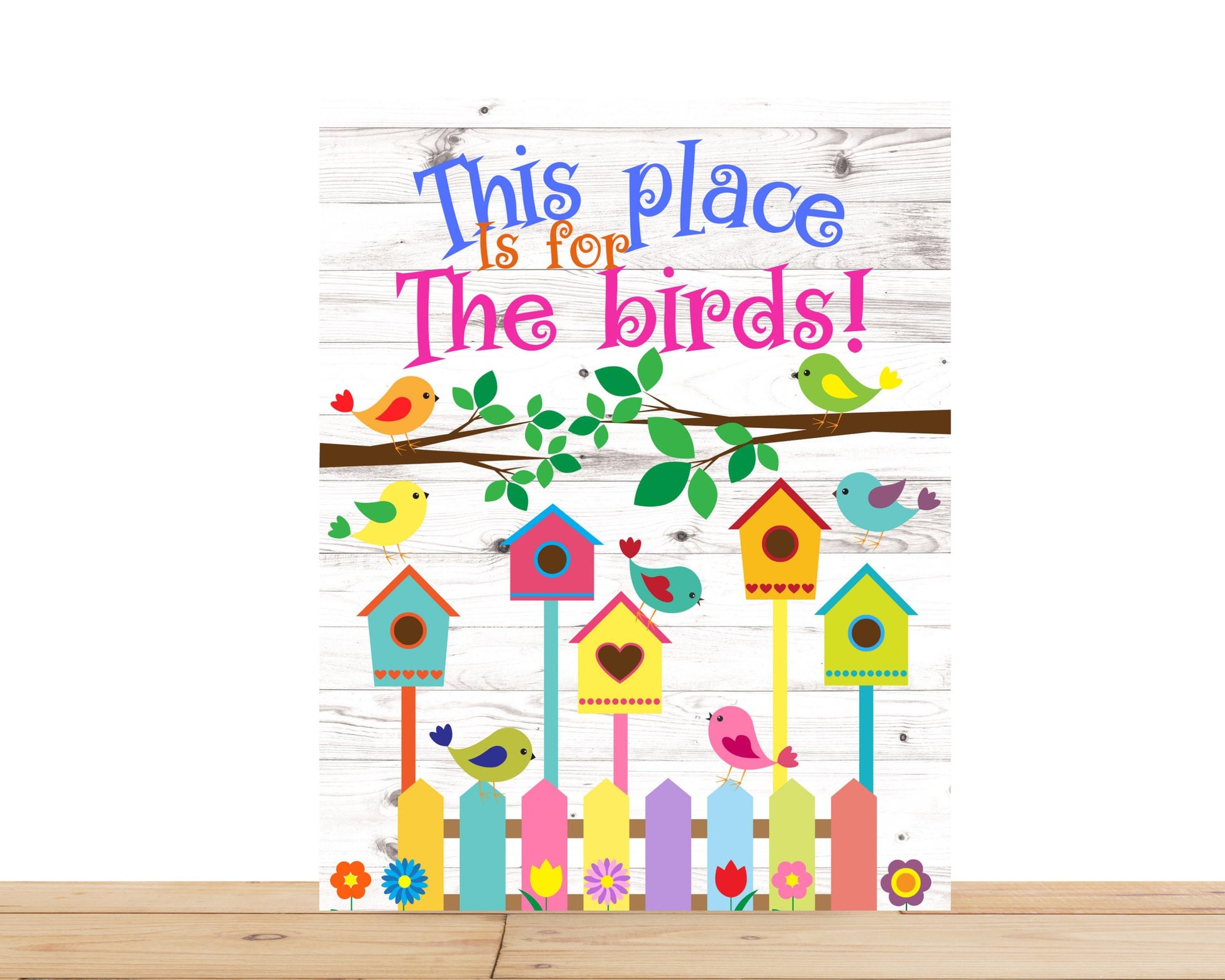 Spring Wreath Sign, This Place Is For The Birds Rectangle Metal Sign, Sign For Wreath, Desert Wreath Signs