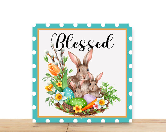 Easter Wreath Sign, Blessed Square Metal Sign, Sign For Wreath, Desert Wreath Signs