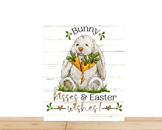 Easter Wreath Sign, Bunny Kisses and Easter Wishes Rectangle Metal Sign, Sign For Wreath, Desert Wreath Signs