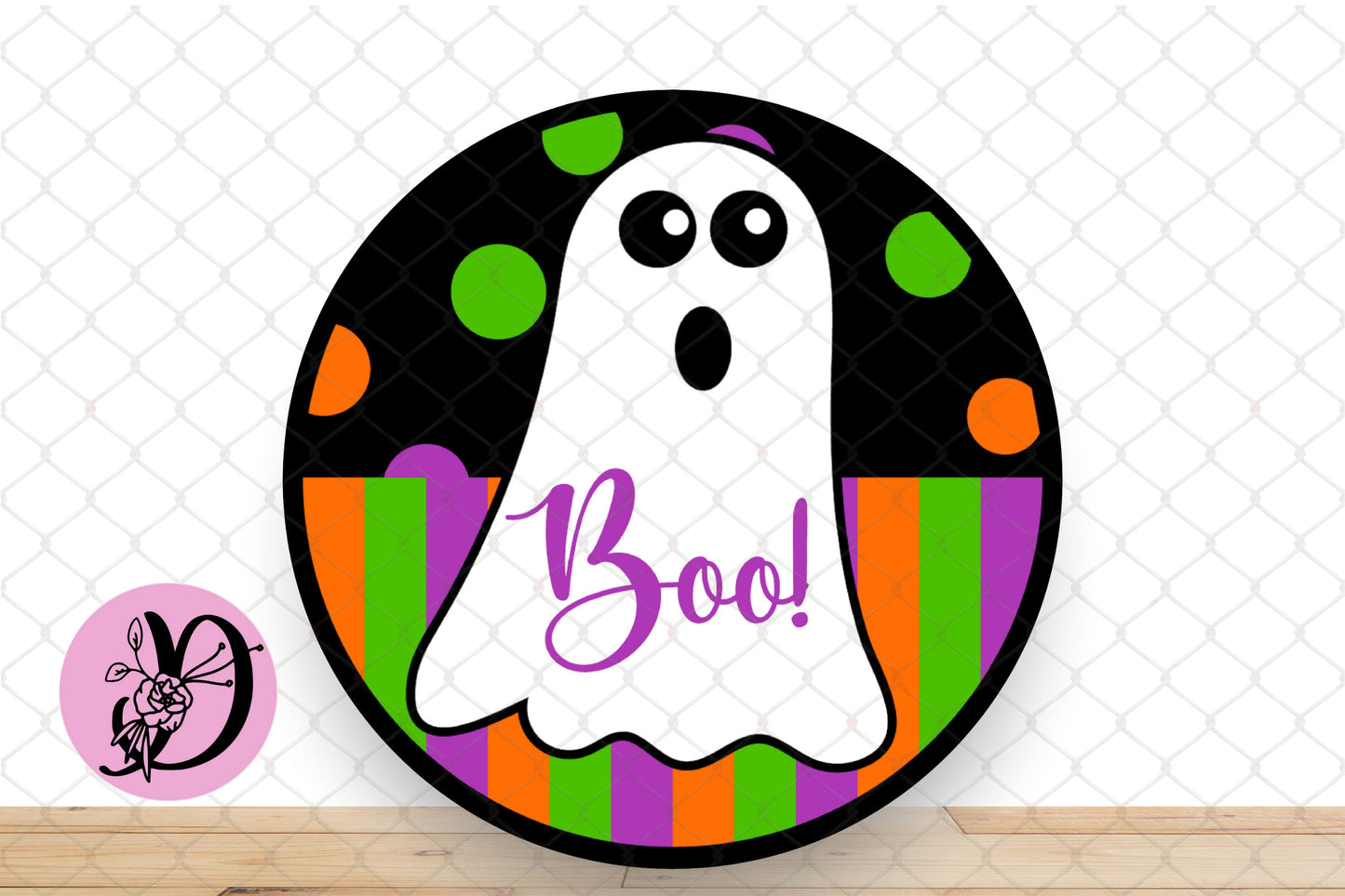 Halloween Wreath Sign, Boo Ghost Halloween Round Metal Sign, Sign For Wreath, Desert Wreath Signs