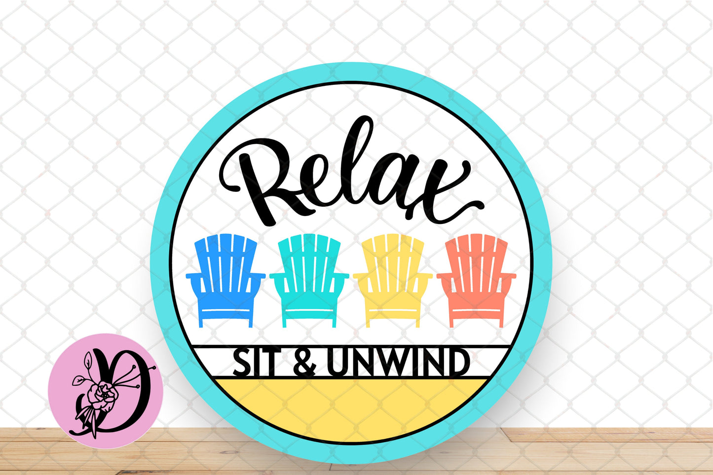 Beach Wreath Sign, Relax Sit And Unwind Round Metal Wreath Sign, Sign For Wreath, Desert Wreath Signs