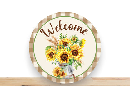 Sunflower Wreath Sign, Welcome Round Metal Wreath Sign, Sign For Wreath, Desert Wreath Signs