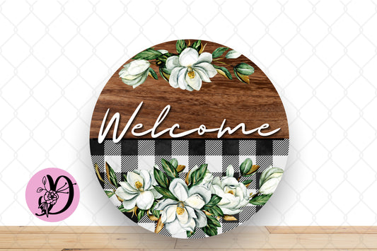 Magnolia Wreath Sign, Welcome Magnolia Round Metal Wreath Sign, Sign For Wreath, Desert Wreath Signs