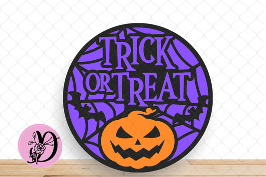 Halloween Wreath Sign, Trick Or Treat Halloween Round Metal Sign, Sign For Wreath, Desert Wreath Signs