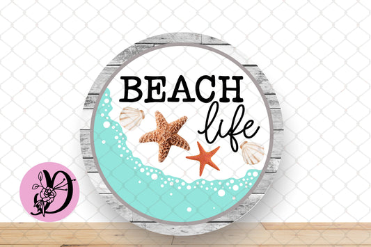 Beach Wreath Sign, Beach Life Round Metal Wreath Sign, Sign For Wreath, Desert Wreath Signs