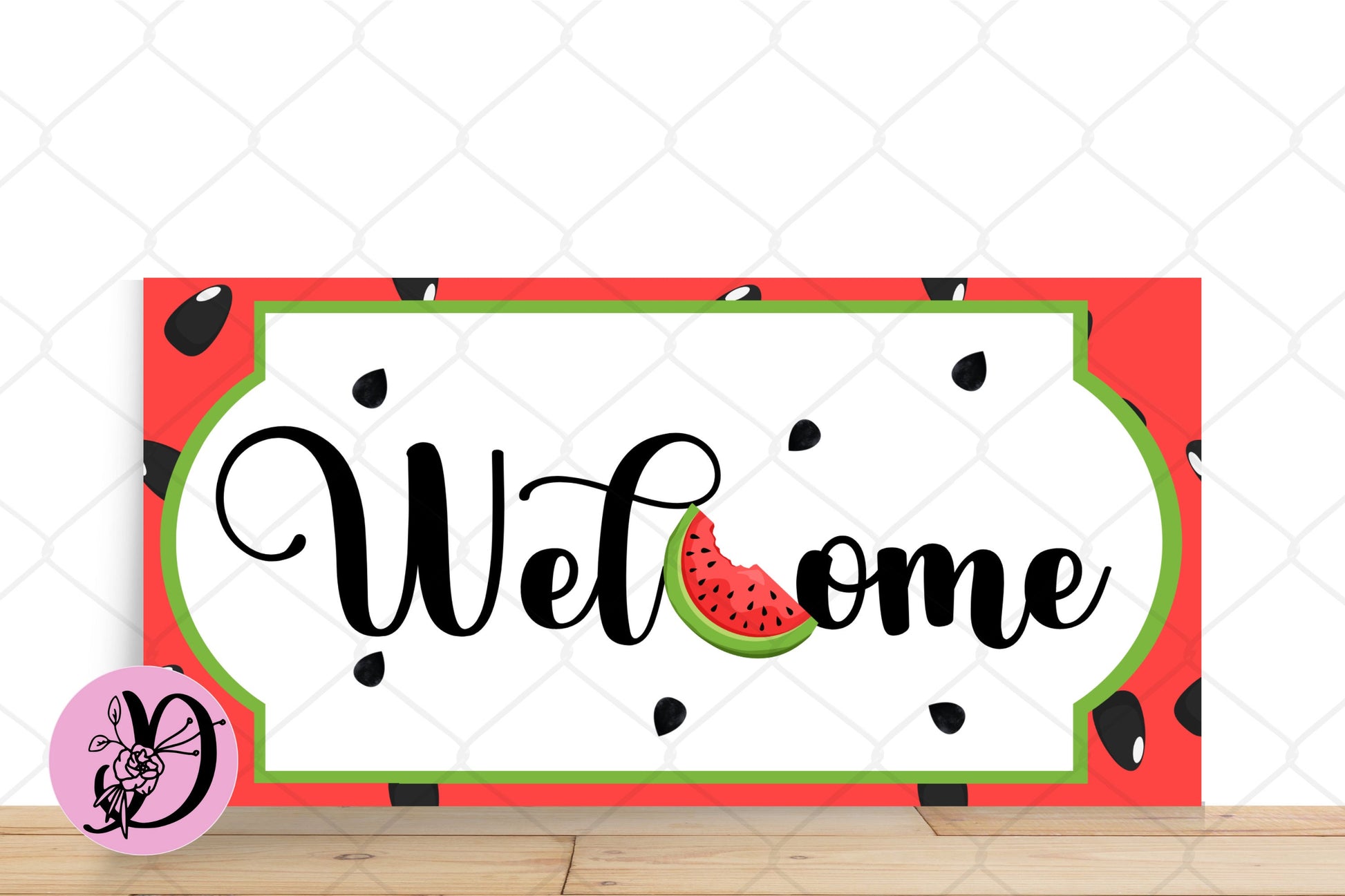 Watermelon Wreath Sign, Welcome Watermelon Rectangle Metal Sign, Sign For Wreath Summer Wreath Sign