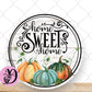 Fall Wreath Sign, Home Sweet Home Pumpkin Round Metal Sign, Sign For Wreath, Desert Wreath Signs