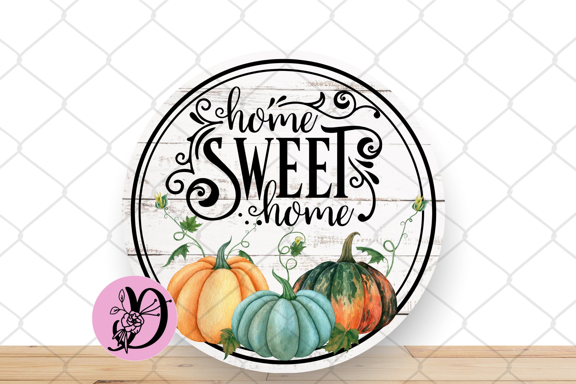 Fall Wreath Sign, Home Sweet Home Pumpkin Round Metal Sign, Sign For Wreath, Desert Wreath Signs