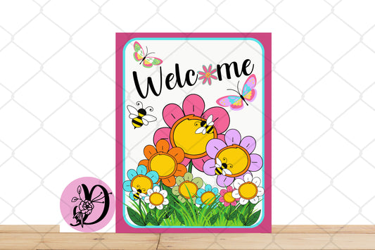 Spring Wreath Sign, Summer Wreath Sign, Welcome Rectangle Metal Sign, Sign For Wreath, Desert Wreath Signs