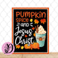 Fall Wreath Sign, Pumpkin Spice and Jesus Christ Rectangle Wreath Sign, Sign For Wreath, Autumn Decorations