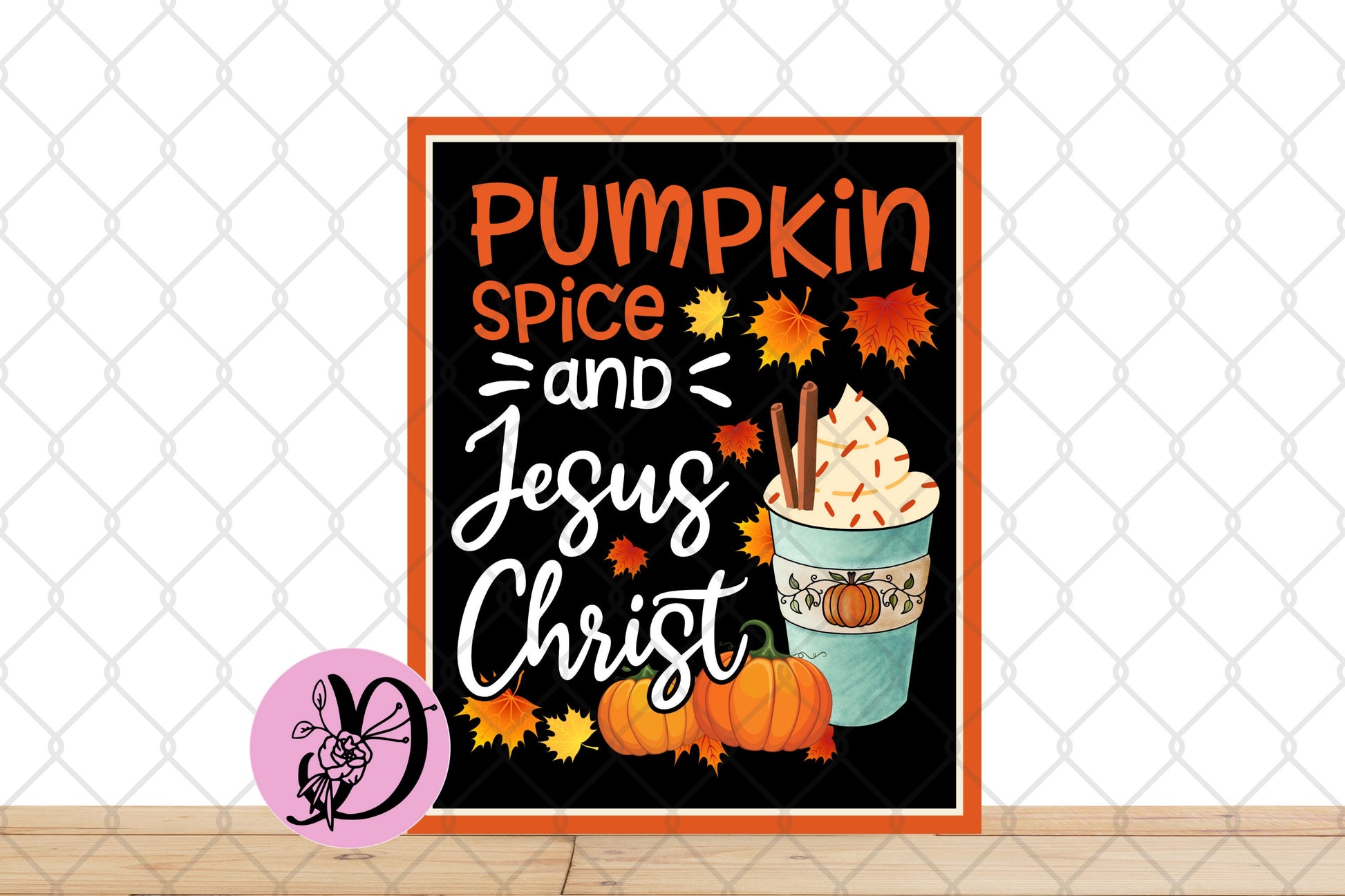 Fall Wreath Sign, Pumpkin Spice and Jesus Christ Rectangle Wreath Sign, Sign For Wreath, Autumn Decorations