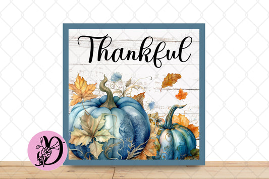 Fall Thankful Wreath Sign, Smoke Blue Autumn Wreath Sign, Wreath Attachment, Fall Smoke Blue Decor