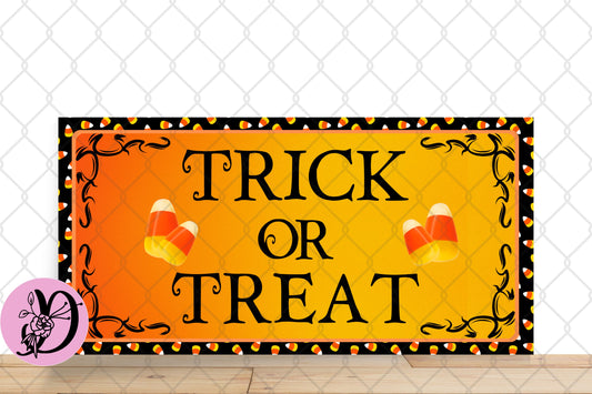 Halloween Wreath Sign, Trick or Treat Halloween Rectangle Metal Sign, Sign For Wreath, Halloween Decorations