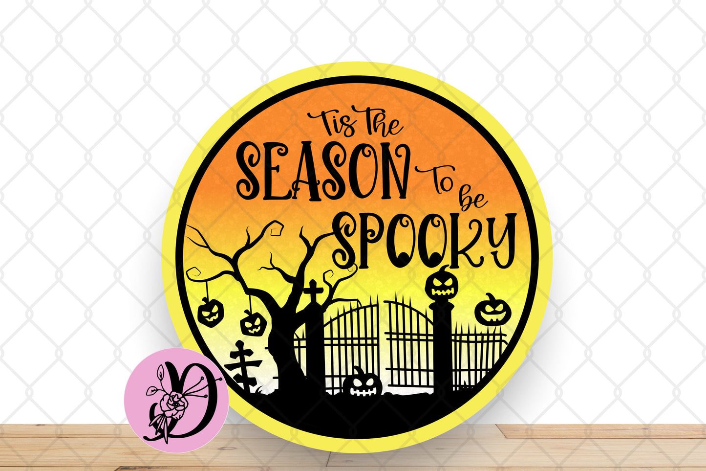 Halloween Wreath Sign, Tis The Season To Be Spooky Round Metal Sign, Sign For Wreath, Desert Wreath Signs