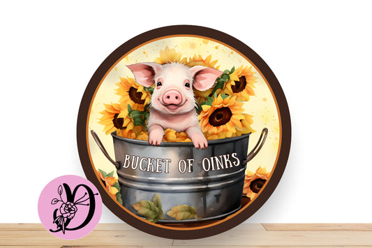 Spring Wreath Sign, Bucket Of Oinks Round Metal Sign, Desert Wreath Signs