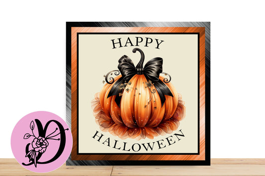 Happy Halloween Pumpkin Wreath Sign, Flat Aluminum Sign For Wreath